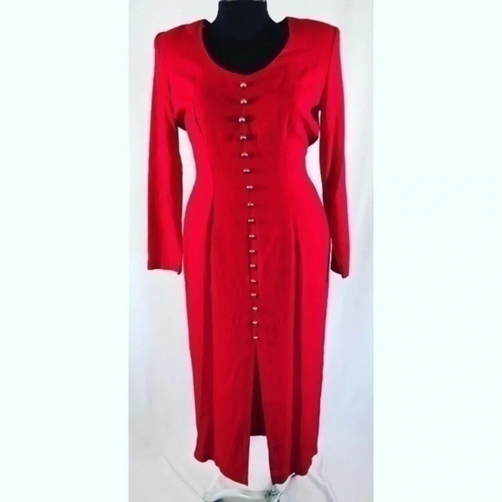 Vintage Nina Piccalino Red Midi Pencil Dress - Picture 7 of 14